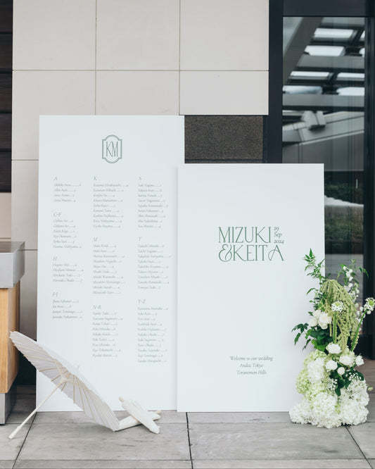 結婚式　ウェルカムボード　シーティングチャート　席次表　パネル　大型　等身大パネル　ウェルカムスペース　　おしゃれ　シンプル　高級感　seanature  ホテルウェディング