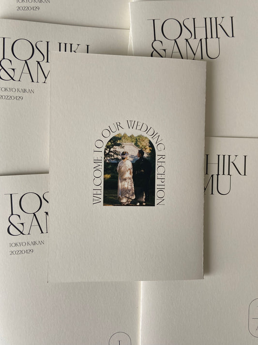 結婚式　ペーパーアイテム　プロフィールブック　おしゃれ　シンプル　高級感　席次表　メニュー表　seanature  ホテルウェディング　アーチ型